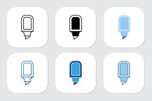 highlighter icons with various design styles vector