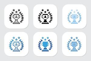 champion trophy icons with various design style vector