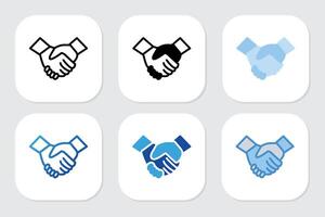 handshake icons with various design styles vector