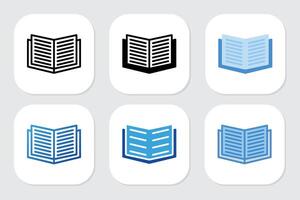 open book icons with various design styles vector