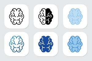 brain icons with various design styles vector