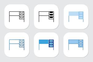 office desk icons with various design styles vector