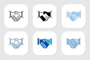 hand shake icons with various design styles vector