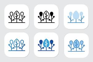 forest icons with various design styles vector
