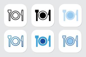 restaurant icons with various design styles vector