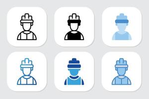 worker icons with various design styles vector