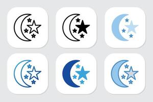 moon icons with various design styles vector