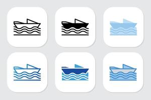 Boat icons with various design styles vector