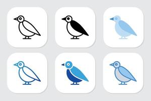 Bird icons with various design styles vector