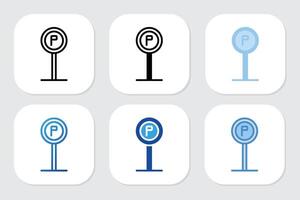 Parking icons with various design styles vector