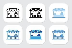market icons with various design styles vector