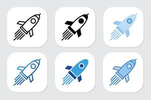 rocket icons with various design style vector