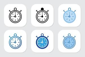 Timer icons with various design styles vector