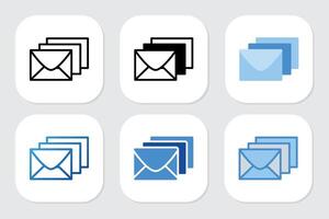 Envelope icon with various design styles vector