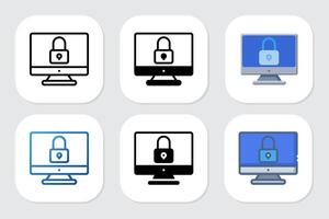 lock icon with various design styles vector