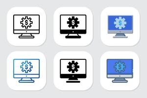 gear icon with various design styles vector