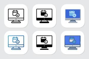 calendar and time icons with various design styles vector