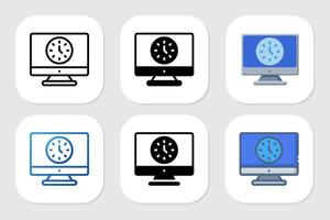 clock icon with various design styles vector
