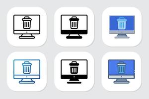 recycle bin icons with various design styles vector