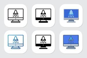 rocket icon with various design style vector