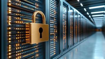 digital lock symbolizing security in data center environment photo