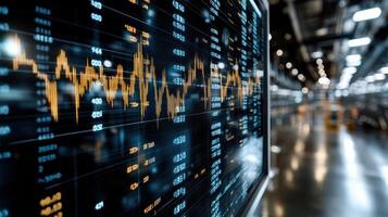 Dynamic data visualization on digital screen in modern environment photo