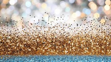 Sparkling glitter spread across vibrant background creates festive atmosphere photo