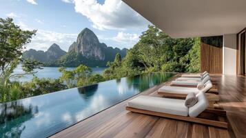 private villa with stunning infinity pool overlooking mountains and trees photo