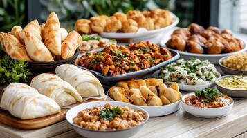 Delicious traditional dishes served at festive Ramadan feast photo