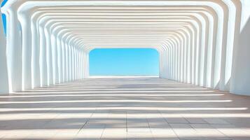 modern architectural space with white lines and shadows creating depth photo
