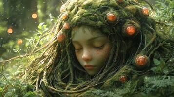 Floating in ethereal forest enchanted headphones showcase intricate silver filigree and shimmering gemstones surrounded glowing orbs and sparkling fairy dust enhance their magical aura photo
