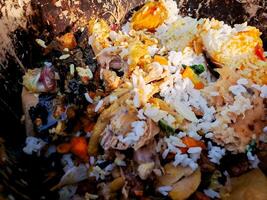 A pile of food that is in a bowl photo