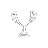 Continuous line drawing of Trophy award hand drawn icon isolate on white background vector