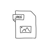 Jpeg file hand drawn icon on white background. vector