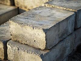 Stacked Concrete Blocks in Sunlight photo