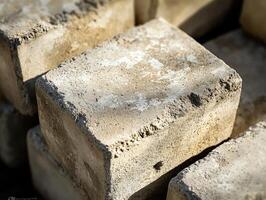 Concrete Blocks Stacked Under Sunlight photo