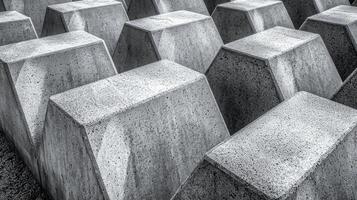 Geometric Pattern Of Concrete Blocks In Grey Tones photo