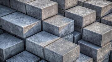 A Stack of Grey Concrete Blocks Forms a Geometric Pattern photo
