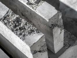 Gray Concrete Blocks Showing Rough Texture and Imperfections photo