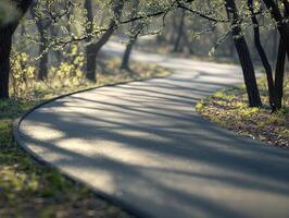 Winding Path Through Blossoming Trees in Springtime photo