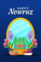 nowruz festival vertical banner illustration in gradient style vector