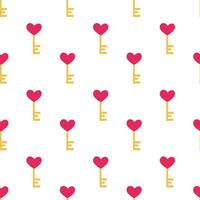 Seamless pattern with heart key. Valentine day background. flat illustration. vector