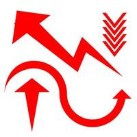 red arrow symbols of various shapes vector