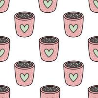 Seamless pattern with eco friendly reusable cup and heart design vector