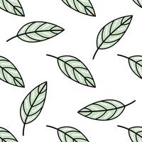 Seamless leaf pattern with hand-drawn eco-friendly greenery elements vector