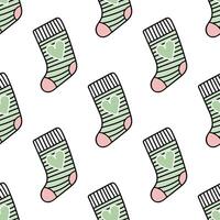 Seamless pattern with cute striped socks and heart design vector