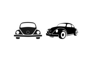 classic old car silhouette view from front and side vector