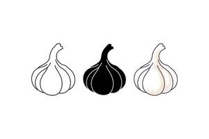 three style hand drawn garlic icon vector