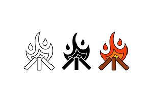 logo silhouette icon bonfire three styles vector