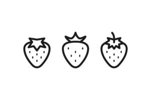 sweet and fresh strawberries icon line set vector